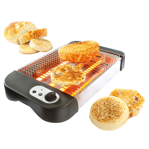 BLACK STAINLESS STEEL FLAT BED ELECTRIC TOASTER FOR PANINI BAGUETTE