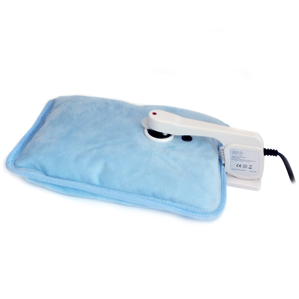 BLUE RECHARGEABLE ELECTRIC HOT WATER BOTTLE BED HAND WARMER MASSAGING