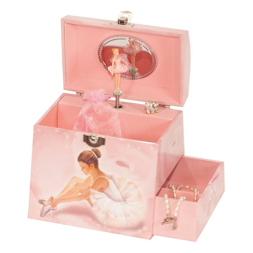MELE GIRLS CHILDRENS PINK MUSICAL BALLERINA JEWELLERY BOX BALLET