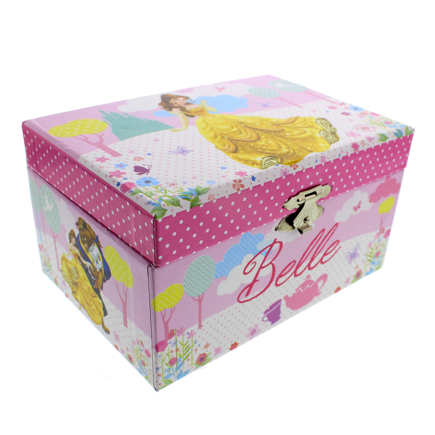 GIRLS CHILDRENS DISNEY PRINCESS BELLE MUSICAL JEWELLERY TRINKET BOX