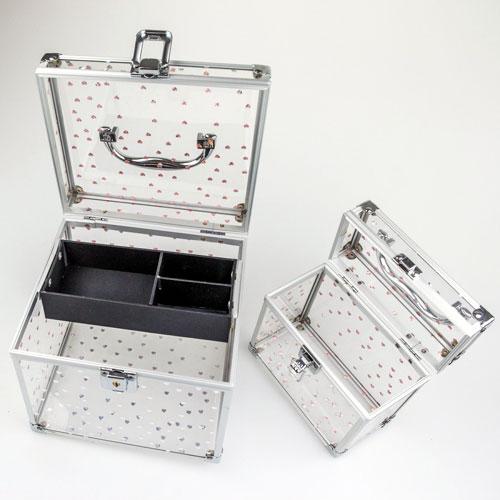 2 PIECE CLEAR MAKE UP COSMETIC VANITY CASE BEAUTY STORAGE TRAVEL BOX