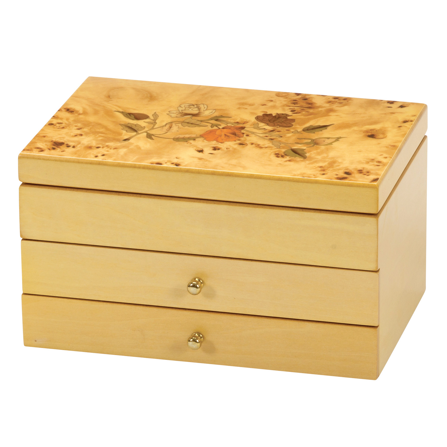 MELE OAK WOOD FINISH "CHAMPAGNE ROSE" WOODEN JEWELLERY BOX JEWELRY