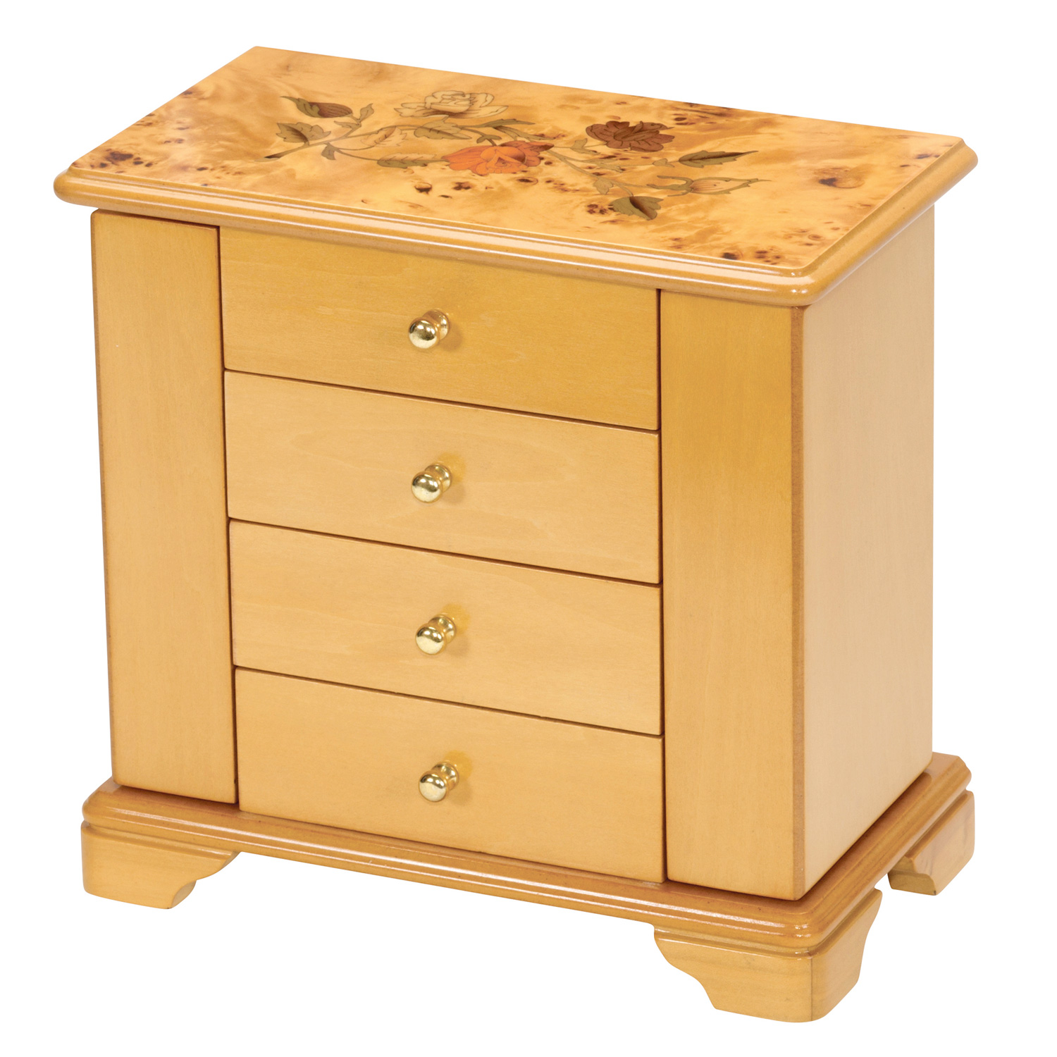 MELE OAK WOOD FINISH CHAMPAGNE ROSE WOODEN JEWELLERY BOX JEWELRY WARDROBE CASE eBay