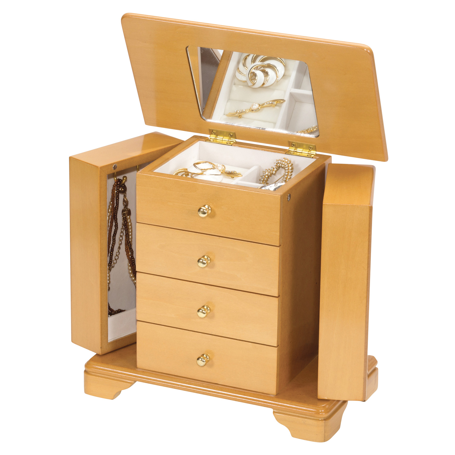 MELE OAK WOOD FINISH CHAMPAGNE ROSE WOODEN JEWELLERY BOX JEWELRY